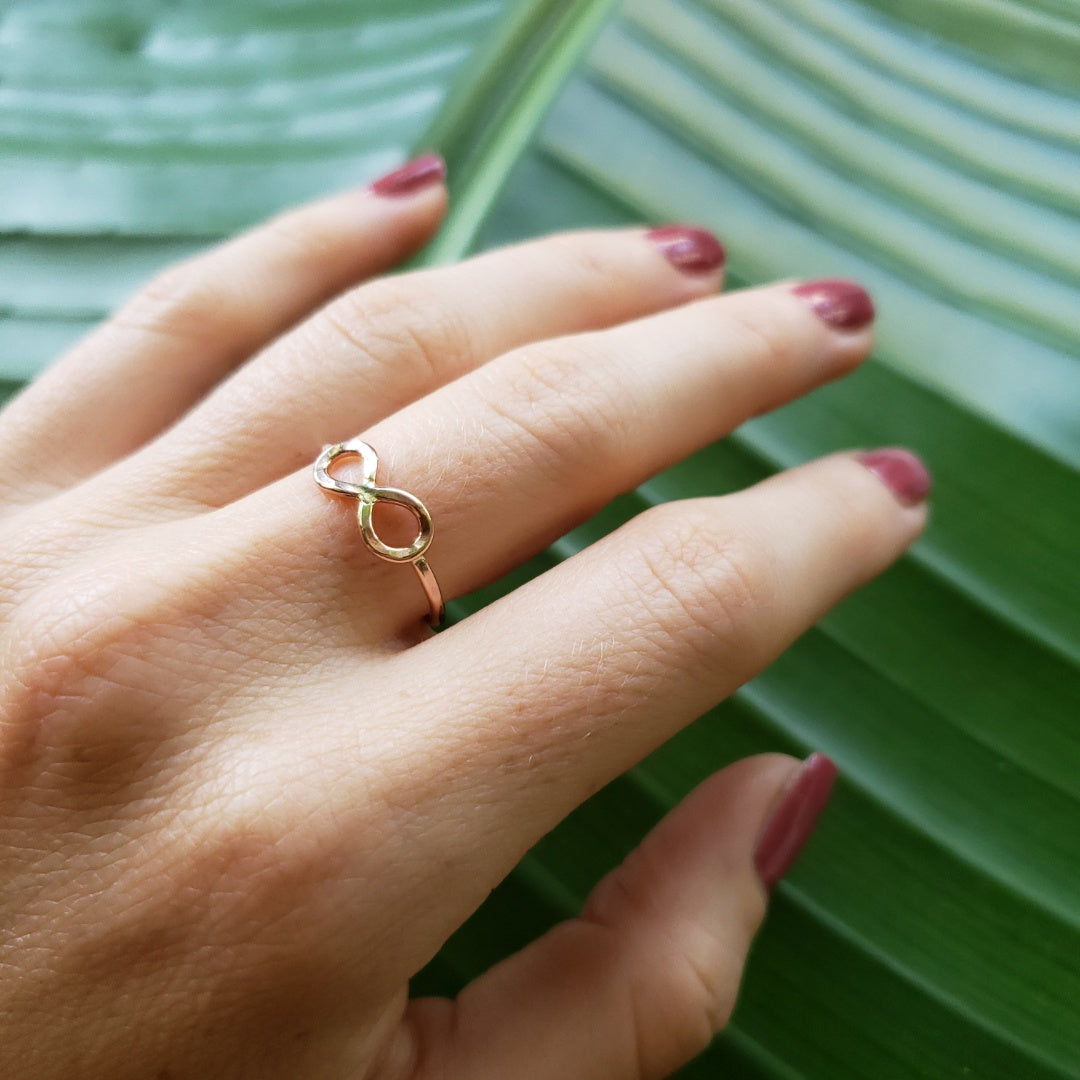 Gold Infinity Ring With lemniscate Sign - Pearlkraft